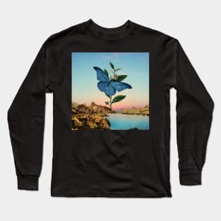 Butterfly Lake - Surreal/Collage Art Long Sleeve T-Shirt